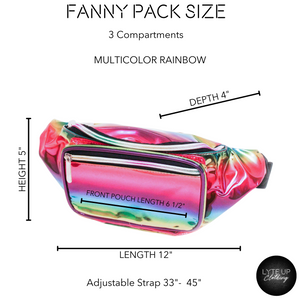 Multicolored Rainbow Holographic Metallic Fanny Pack