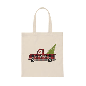 Merry Christmas Truck Canvas Tote Bag