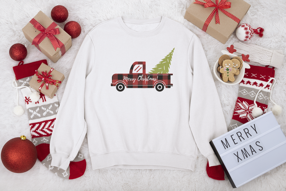 Merry Christmas Truck Unisex Crewneck Sweatshirt