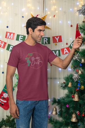 Merry Christmas Wreath Unisex Jersey Short Sleeve T-shirt