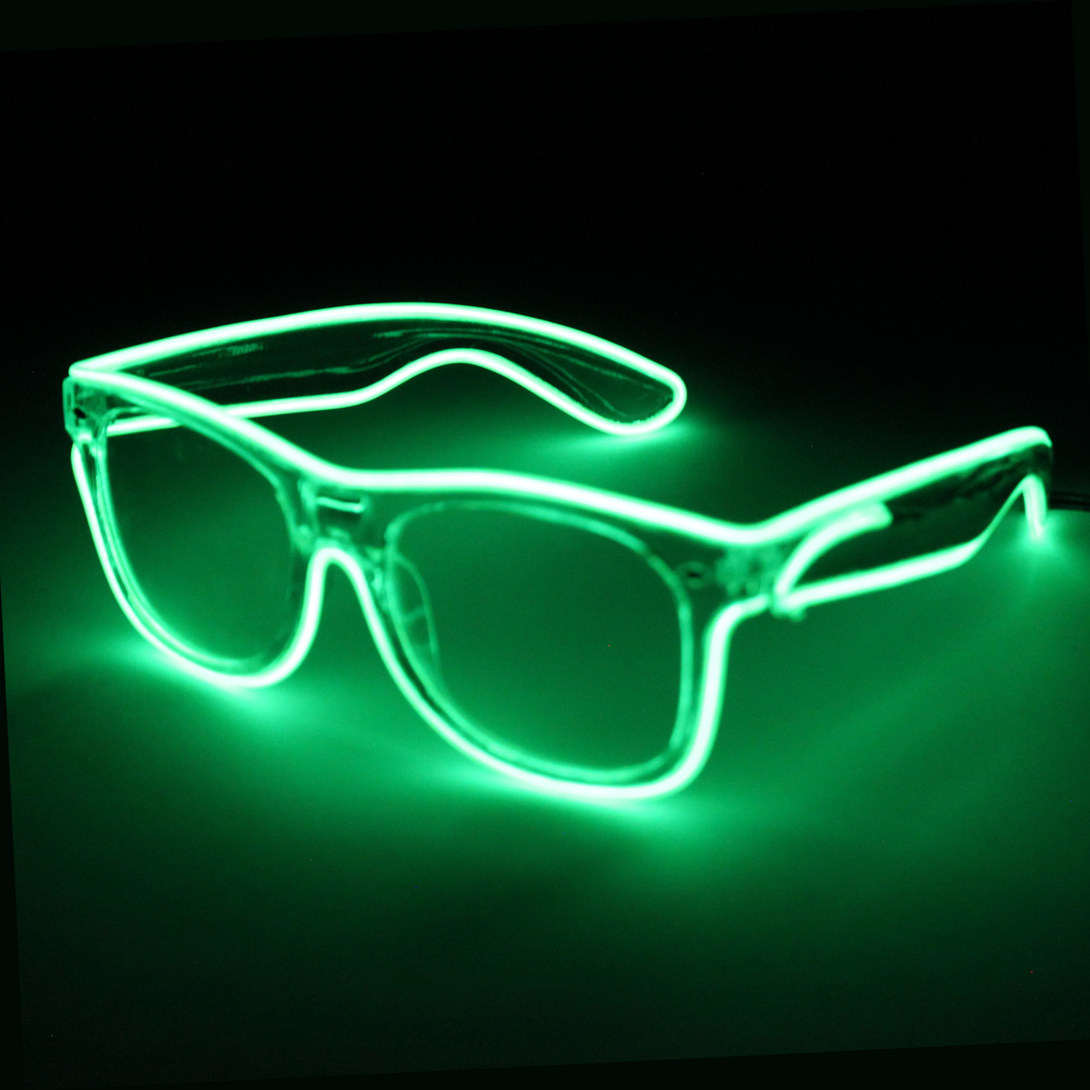 Green Light Up Clear Glasses With Sound Activated Aaa Battery Pack Lyte Up Clothing 1262