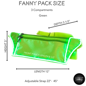 Light Up Fanny Pack - Blue, Green, Pink, Purple, Silver