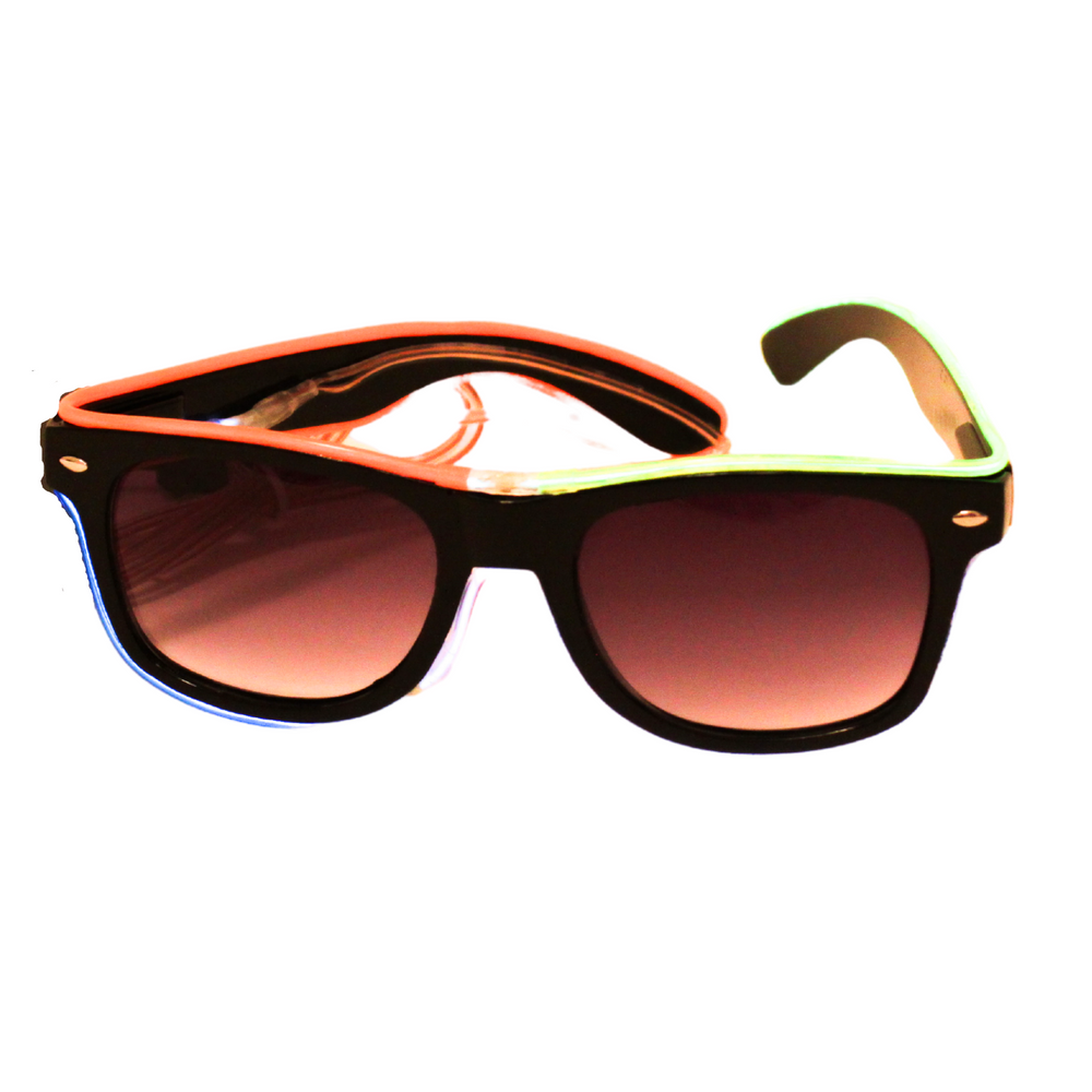 Blue, White, Green and Orange Multicolored Light Up Sunglasses
