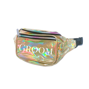 Groom Holographic Metallic Fanny Pack