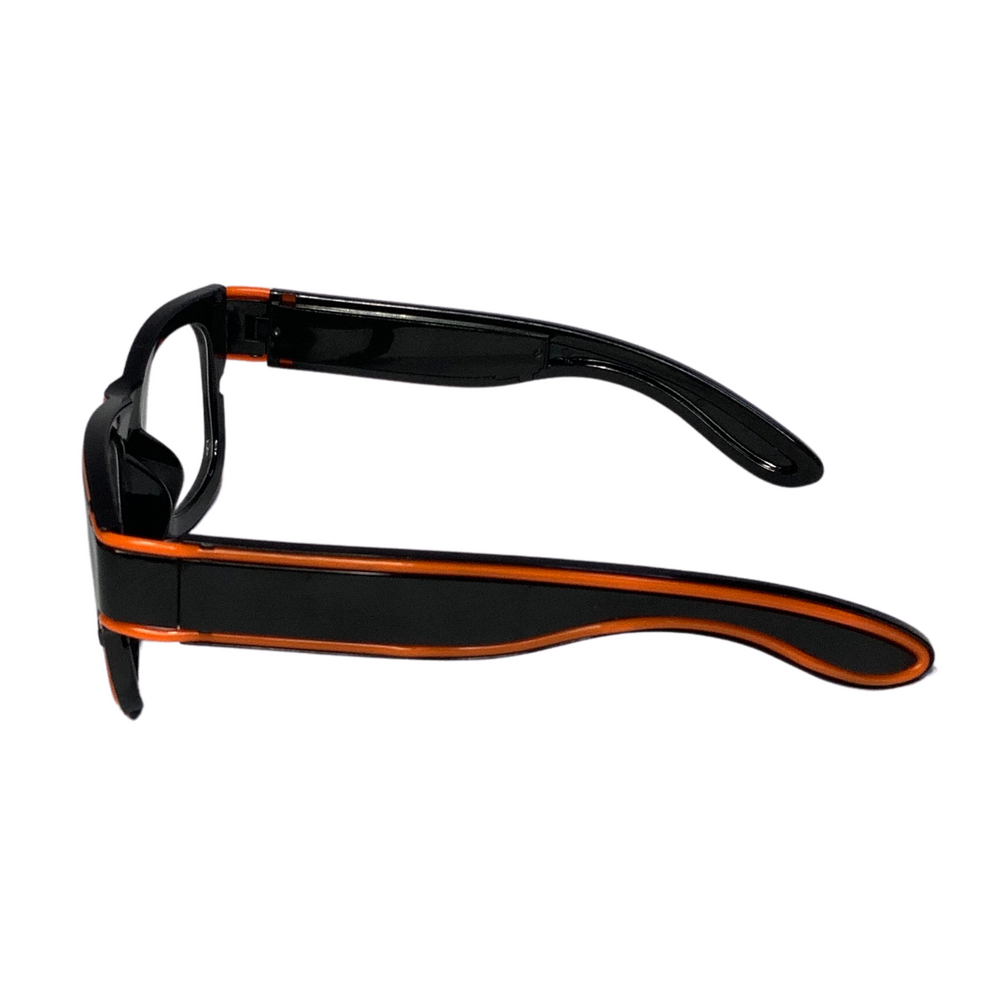 Orange Light Up Black Rechargeable Wireless Glasses