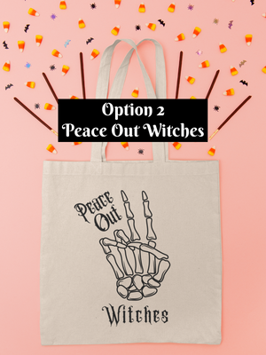 Skeleton Canvas Tote Bag Designs | Halloween Trick or Treat Tote Bag