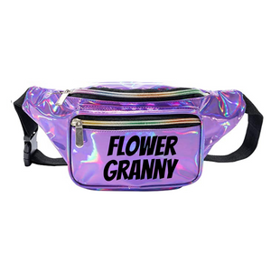 Flower Granny Holographic Metallic Fanny Pack