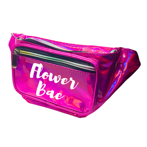 
                
                    Load image into Gallery viewer, Flower Bae Holographic Metallic Fanny Pack
                
            