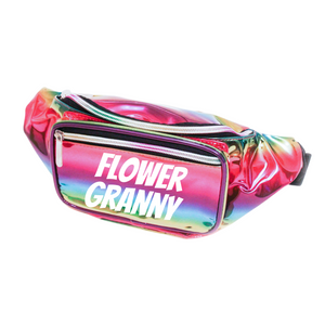 Flower Granny Holographic Metallic Fanny Pack