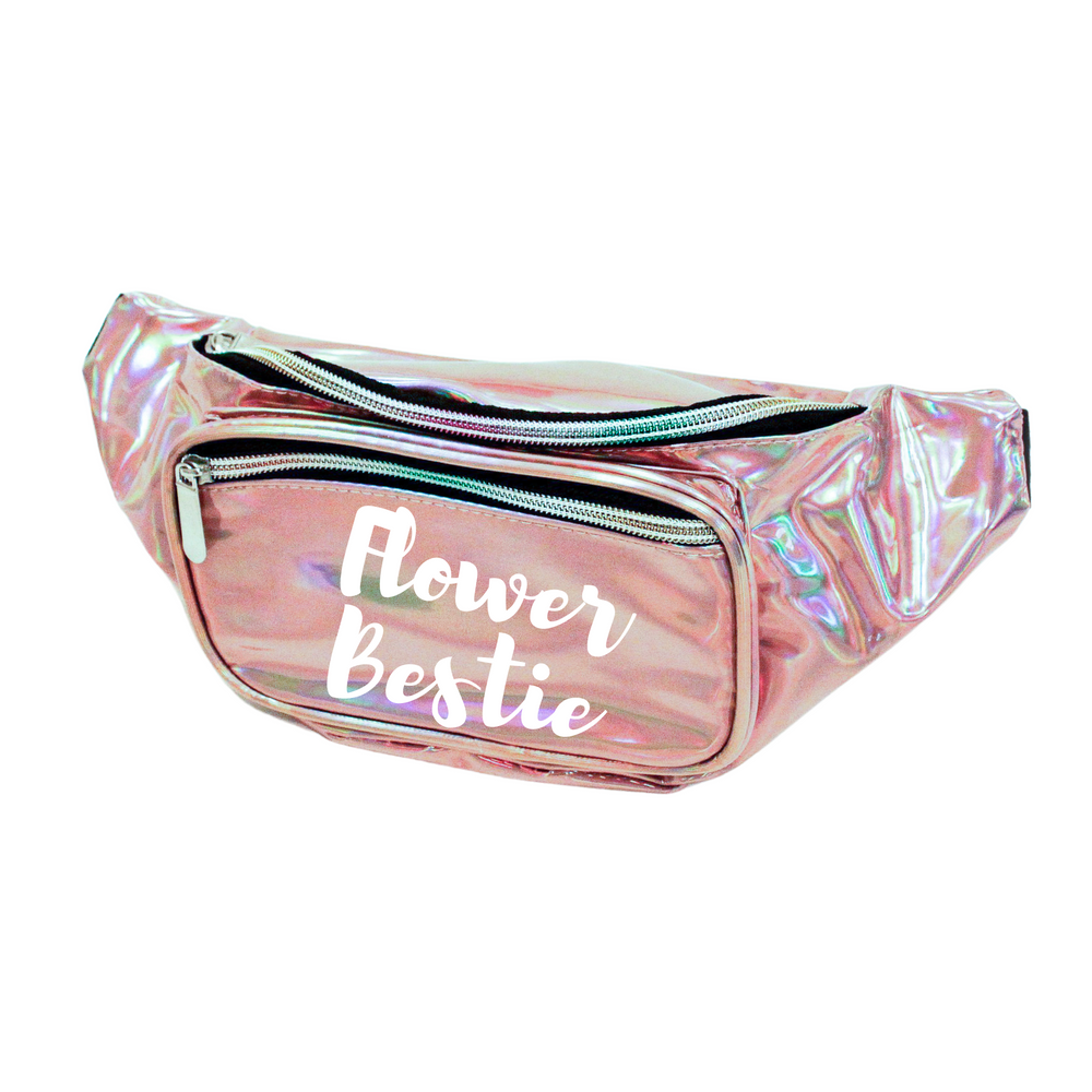 
                
                    Load image into Gallery viewer, Flower Bestie Holographic Metallic Fanny Pack
                
            