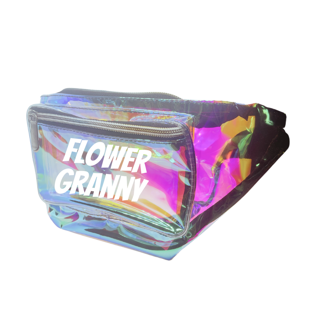 Flower Granny Holographic Metallic Fanny Pack