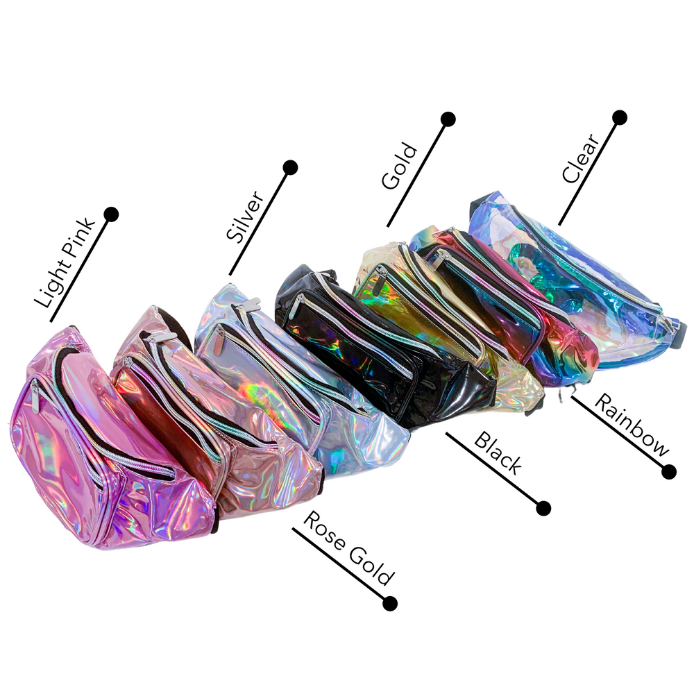 
                
                    Load image into Gallery viewer, Flower Bae Holographic Metallic Fanny Pack
                
            