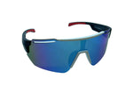 Polarized Blue Wrap Sunglasses with White Frame
