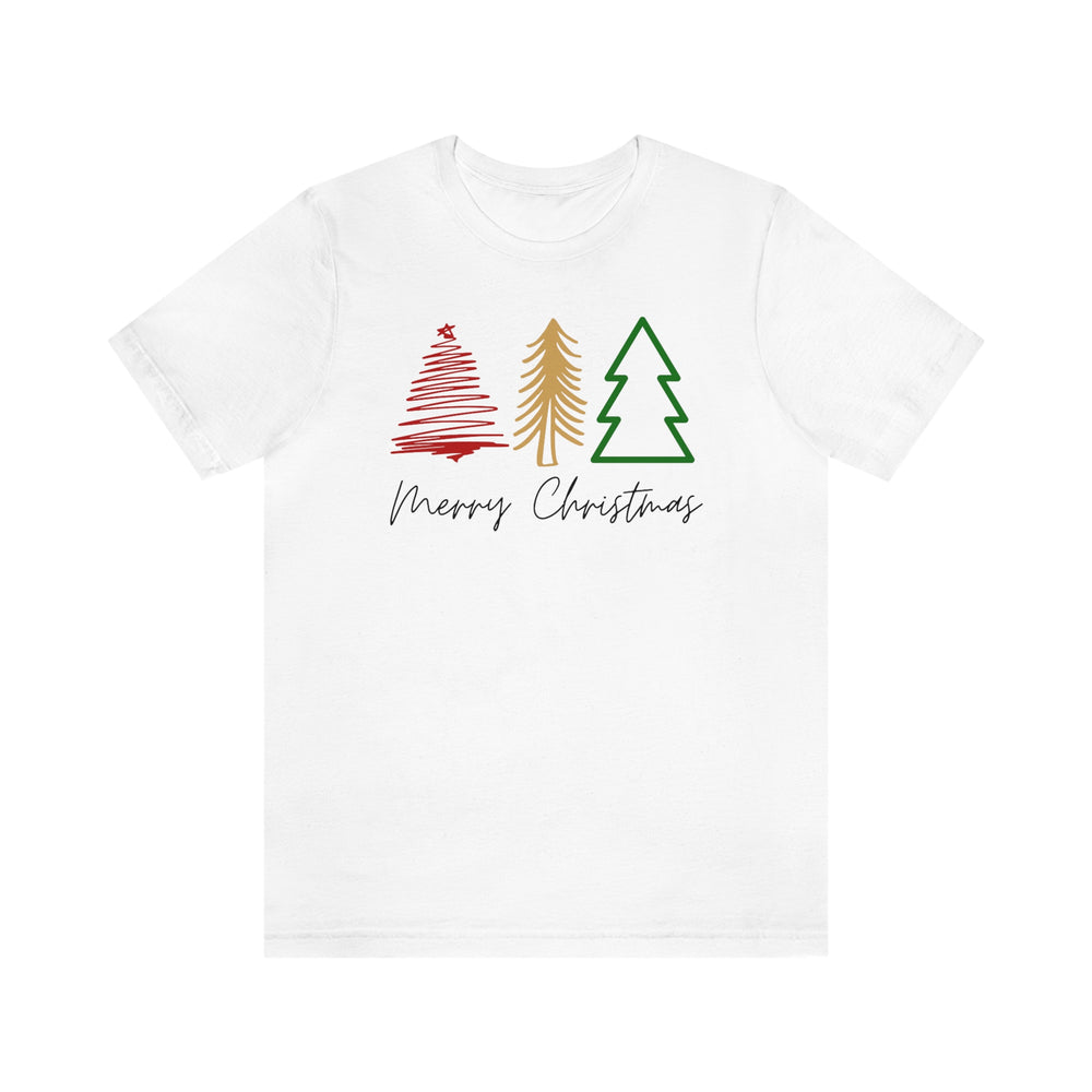 
                
                    Load image into Gallery viewer, Merry Christmas Trees Unisex Jersey Short Sleeve T-shirt
                
            