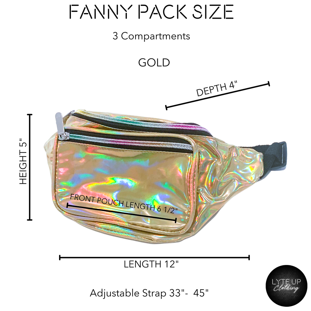 Lyte Up Clothing Gold Holographic Metallic Fanny Pack Women s Size 4