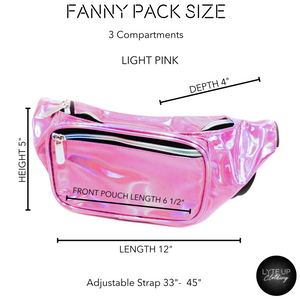 Light Pink Holographic Metallic Fanny Pack Lyte Up Clothing