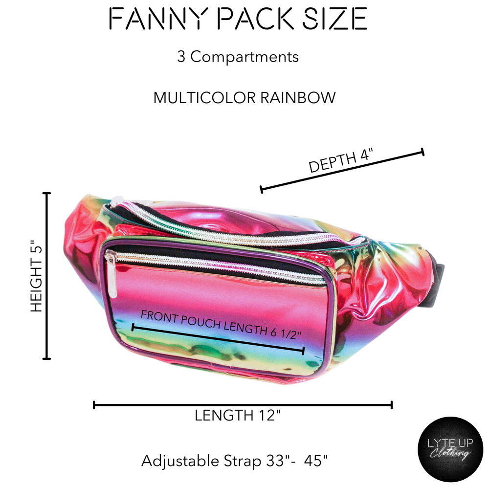 
                
                    Load image into Gallery viewer, Multicolored Rainbow Holographic Metallic Fanny Pack
                
            