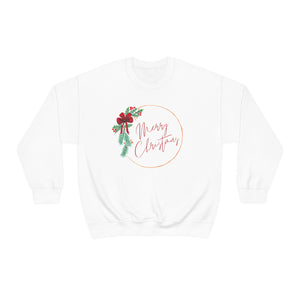 
                
                    Load image into Gallery viewer, Merry Christmas Wreath Unisex Crewneck Sweatshirt
                
            