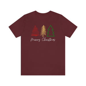 
                
                    Load image into Gallery viewer, Merry Christmas Trees Unisex Jersey Short Sleeve T-shirt
                
            