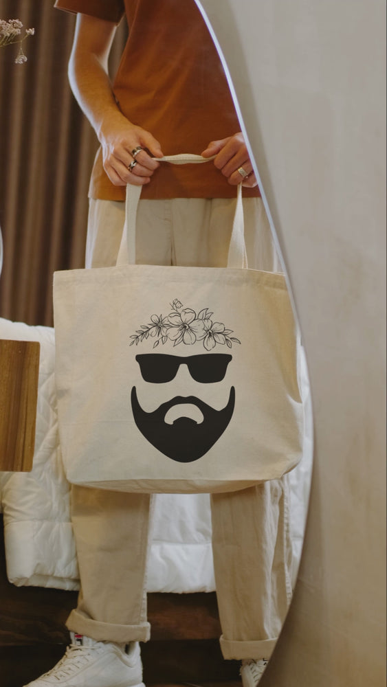 
                
                    Load and play video in Gallery viewer, Manly Flower Dude Canvas Tote Bag
                
            