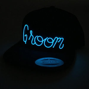 Two Light Up Bride or Groom Snapback Hats