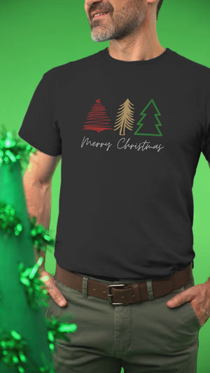 
                
                    Load and play video in Gallery viewer, Merry Christmas Trees Unisex Jersey Short Sleeve T-shirt
                
            