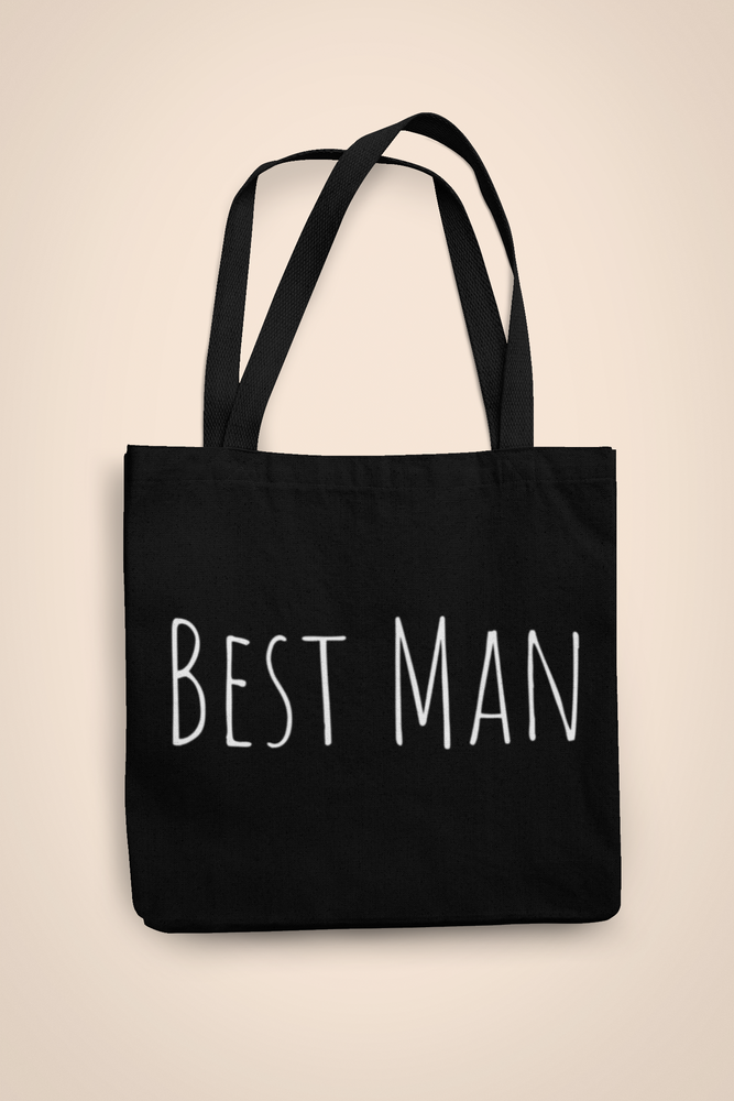 
                
                    Load image into Gallery viewer, Best Man Black Tote Bag | 3 Sizes
                
            