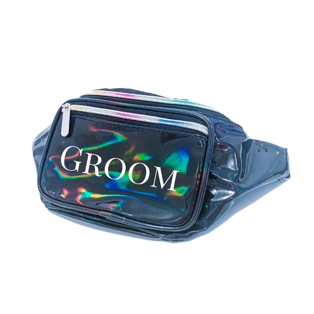 Black holographic fanny sales pack