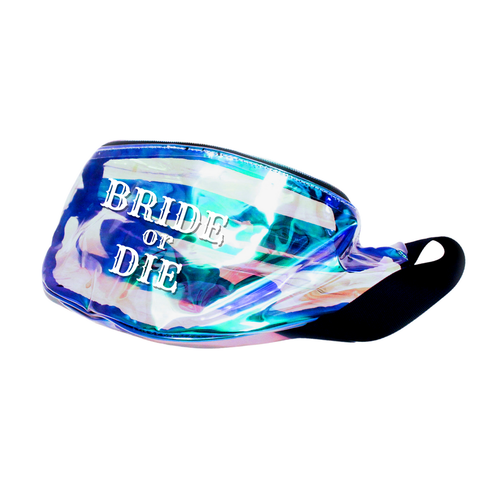 
                
                    Load image into Gallery viewer, Bride or Die Holographic Metallic Fanny Pack
                
            