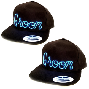 
                
                    Load image into Gallery viewer, Two Groom Light Up Snapback Hats
                
            