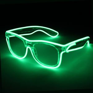 Lime Green Yellow Light Up Clear Glasses with Sound Activated AAA Battery Pack