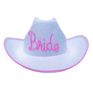 Two Light Up Bride or Groom Cowboy Hats