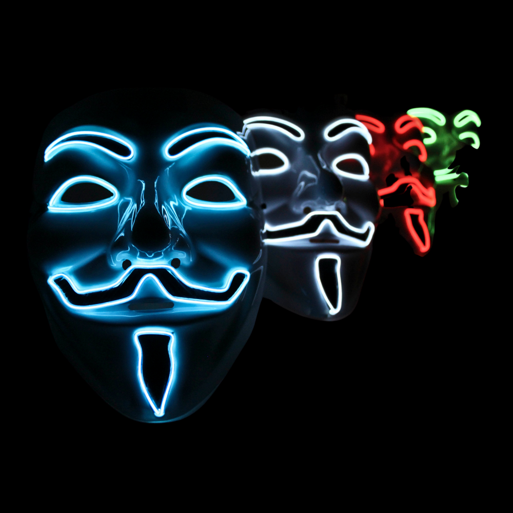 Blue Light Up Vendetta Mask