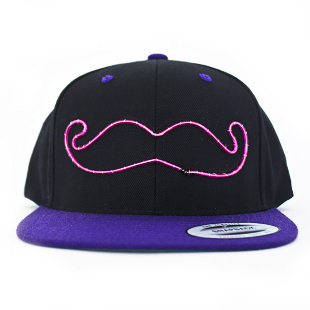 Light Up Mustache Hat Dark Orange / Black/Purple Brim