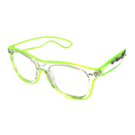 Lime Green Yellow Light Up Clear Glasses with Sound Activated AAA Battery Pack
