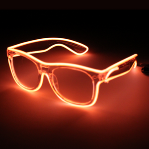 Orange Light Up Clear Glasses with Sound Activated AAA Battery Pack