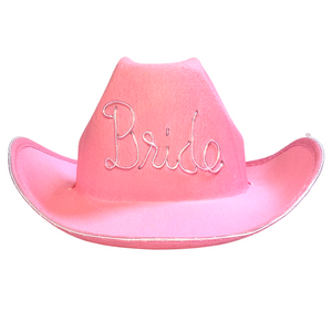 
                
                    Load image into Gallery viewer, Light Up Bride Cowboy Hat in Pink With El Wire On Brim
                
            
