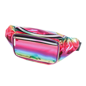 
                
                    Load image into Gallery viewer, Multicolored Rainbow Holographic Metallic Fanny Pack
                
            