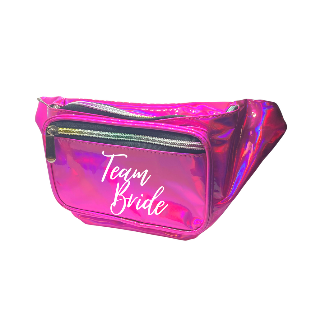 
                
                    Load image into Gallery viewer, Team Bride Holographic Metallic Fanny Pack
                
            