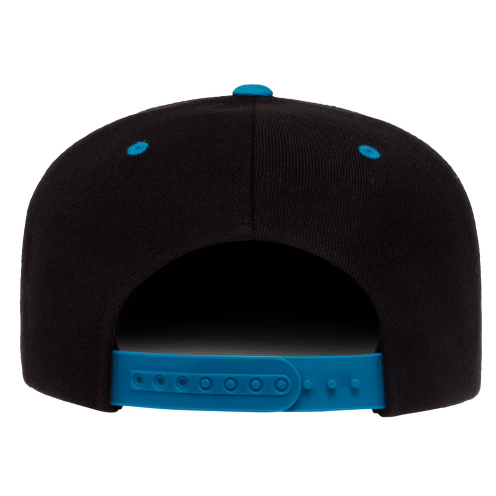 Black with Neon Blue Brim Yupoong Flexfit Classic Snapback Hat