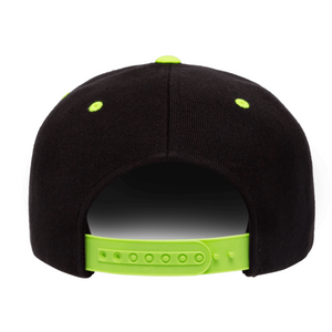 Black with Lime Green Yellow Brim Yupoong Flexfit Classic Snapback Hat