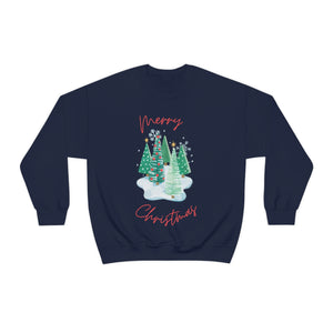 Merry Christmas Snow Trees Unisex Crewneck Sweatshirt