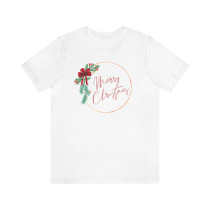
                
                    Load image into Gallery viewer, Merry Christmas Wreath Unisex Jersey Short Sleeve T-shirt
                
            
