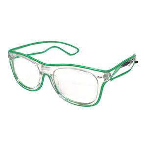 Green Light Up Clear Glasses with Sound Activated AAA Battery Pack