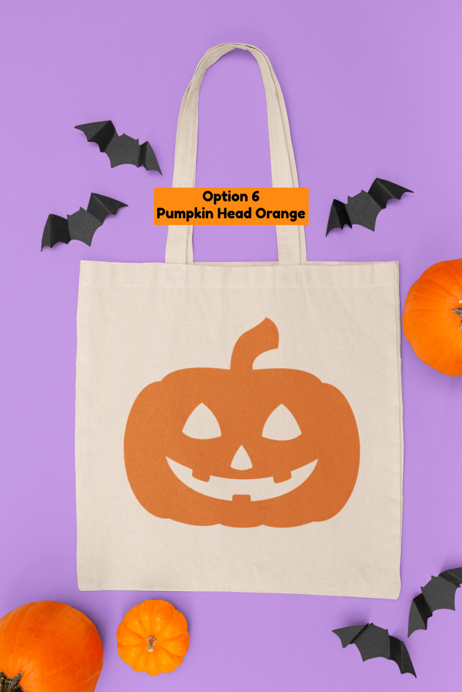 
                
                    Load image into Gallery viewer, Pumpkin Canvas Tote Bag Designs | Halloween Trick or Treat Bag
                
            