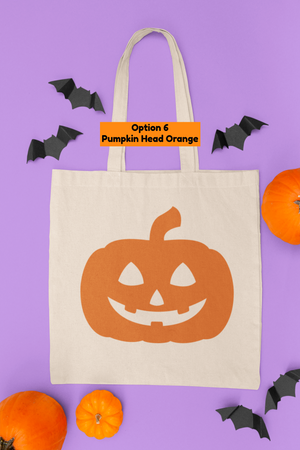 
                
                    Load image into Gallery viewer, Pumpkin Canvas Tote Bag Designs | Halloween Trick or Treat Bag
                
            