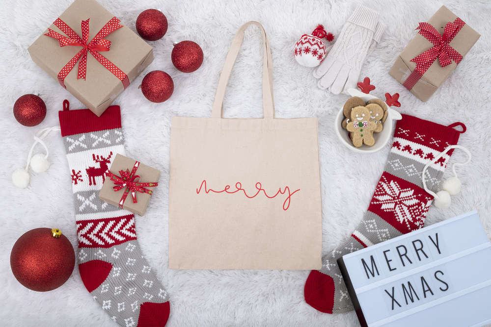 Merry Canvas Tote Bag